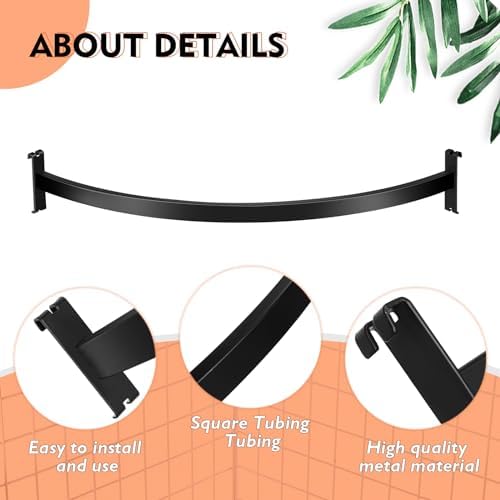 Yaocom 2 Pcs Quarter Circle Hangrail for Wire Grid - 30" L Hang Clothing or Other Merchandise Hanger Grid Wall Bracket for Retail Display Home Use Garage Craft Show Trade Show Business(Black) - Image 4