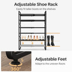 Expandable Metal Shoe Rack for Closet, Entryway & Garage, 6-Tier, Black - Image 7