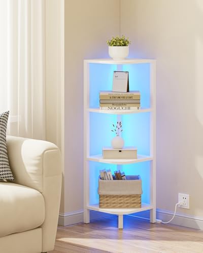 TUTOTAK Corner Shelf, 4-Tier Corner Bookshelf for Small Space - Image 5