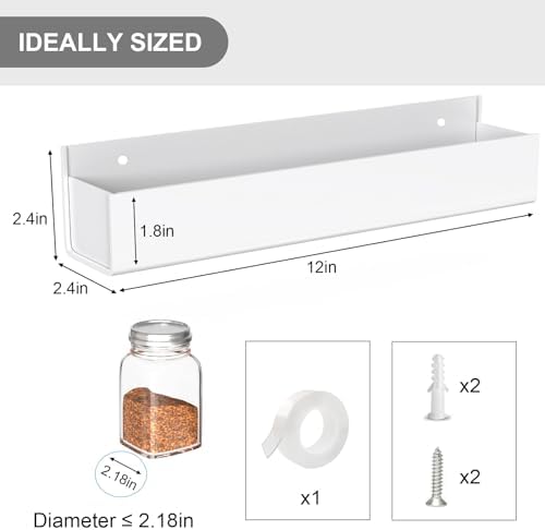 PMMASTO 4-Pack White Acrylic Spice Rack Organizers for Cabinet Doors - Image 4