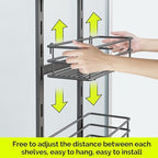 Orimade Over The Door Shower Caddy Adjustable 5 Tier Dark Grey,Bathroom Hanging Organizer Shelf Rustproof with 4 Hooks,Shower Basket with Soap Holder and Suction Cup - Image 2