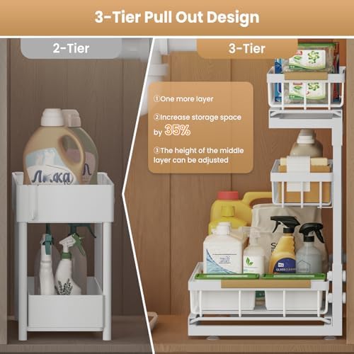 Under Sink Organizer and Storage 1 Pack 3 Tier Kitchen Bathroom Organizers - Image 4
