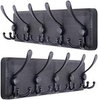 SKOLOO Rustic Wall Mounted Coat Rack: 16" Stud Spacing, Pine Real Wood Plank Wall Coat Rack with 5 Triple Hooks, Farmhouse Coat Hanger Wall Mount for Hanging Backpack Jacket Coat Hat,Pack of 2 by SKOLOO