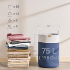 Nunsino Laundry Hamper 75L,Large Laundry Basket for Clothes,Decorative Storage Basket for Blankets,Cotton Rope Woven basket for bedroom,Navy Blue - Image 6