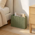 Green Paper Rope Magazine Holder, Scalloped Magazine Basket - Image 7