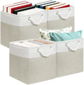 13x13 Storage Cube Bins 4Pack,Collapsible Cube Storage Organizer for Closet, Fabric Storage Box w/ Rope Handles, Foldable Storage Baskets for Shelves, Clothes,Closet Organization - White/Coffee by Posprica