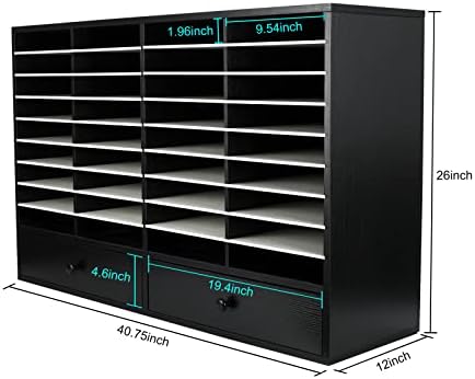 PAG-Mass Mail Sorter Organizer, Wood Literature Organizer, Student Mailbox for Classroom, Desktop Bill Paper Organizer for Office Home School, 38 Compartments, Black&White - Image 4