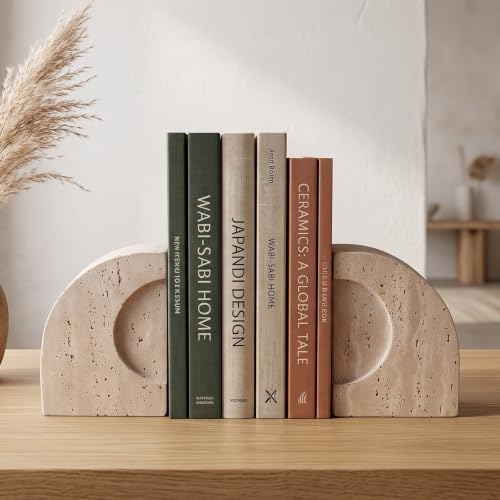 Travertine Book Ends, Decorative Stone Bookends for Shelves, Heavy Bookends - Image 7