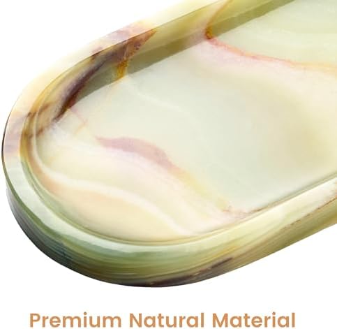 Natural Marble Decorative Tray, 9.8”x4.4”, Olive Green - Image 4