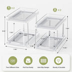 Delamu 2-Tier Bathroom Under Sink Organizers and Storage, Pull Out Cabinet Drawers with Anti-Slip Design, Multi-Purpose Storage for Kitchen, Pantry, Bathroom & Home Organization, White, 4 Pack - Image 2