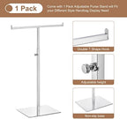 uxcell Purse Display Stand T Shaped Metal Adjustable Handbag Rack Double Hook Holder Necklace Organizer for Home Boutique Store - Silver - Image 4