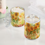 MNSRUU 4 Pack Qtip Holder Organizer Dispenser Watercolor Sunflower Pumpkin Bathroom Storage Canister Cotton Ball Holder Bathroom Containers for Cotton Swabs/Pads/Floss - Image 2
