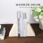 Koville Marble Bookends for Shelves, Large Bookends for Heavy Books, Non-Slip 7Lbs Stone Book Ends for CD/Movies, Modern Decorative Bookends for Shelves Table Home Decor(Navona) - Image 7