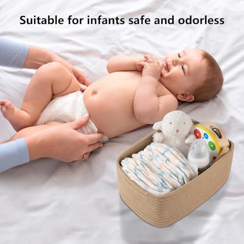 OIASKET 4 Pack Small Storage Shelf Baskets for Organizing, Mini Woven Rope Storage Bins for Towels, Cute Decorative Closet Organizer，Baby Nursery, Gift Empty Baskets -11.81''Lx7.87''Wx4.72''H-Jute - Image 4