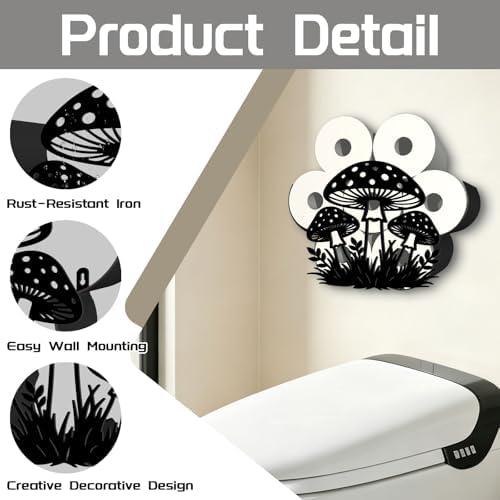 Mushroom Toilet Paper Holder Wall Mount/Stand for Extra 8 Rolls - Image 3