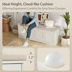 DINZI LVJ Shoe Storage Bench with Cushion, Door, Rustic White 47.2"LX17.7"H - Image 6