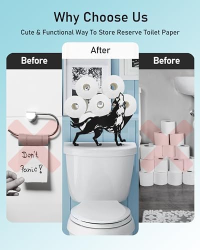 Wolf Toilet Paper Holder Stand, Decorative Toilet Paper Storage - Image 4