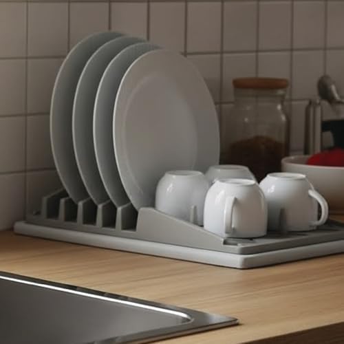Lyor Dish Drying Rack with Diatomite Stone Mat, Countertop Drainer for Plates, Cups and Utensils, Gray, Absorbent Drying Tray for Kitchen Countertop, Space-Saving Design 14.5 x 6.5 x 1.6 in - Image 7