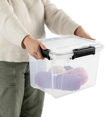 Sterilite 12 Pack 19 Qt Gasket Box, Clear Stackable Plastic Storage Container with Lids, Black - Waterproof and Dustproof Tote for Home Organization - Image 6