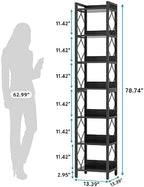 Tribesigns 78.7 Inch Tall Skinny Narrow Bookshelf Bookcase Set of 2, Black - Image 2
