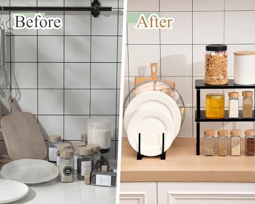 4 Pcs Kitchen Organizer Accessories Set for Cabinet, Black, 11.8 x 7.9'' - Image 3