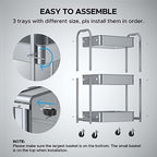 MAX Houser 3-Tier Rolling Utility Cart with Caster Wheels, Silvery-Grey - Image 6
