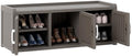 2-Tier Storage Bench, Waterproof UV-Resistant Outdoor Shoe Storage Cabinet with 3 Doors & Adjustable Shelves for Indoor Outdoor Entryway, Hallway, Living Room (Grey) by NBYSGO