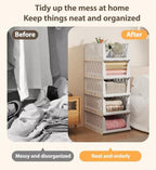 UDEAR 5 Pack Stackable Closet Storage Baskets, Foldable,White - Image 2