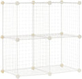 Amazon Basics 4 Cube Wire Grid Storage Organizer, Closet Organizer and Shelves, Stackable, Space-Saving, Easy to Assemble, 14"x14"x14", White by AmazonBasics