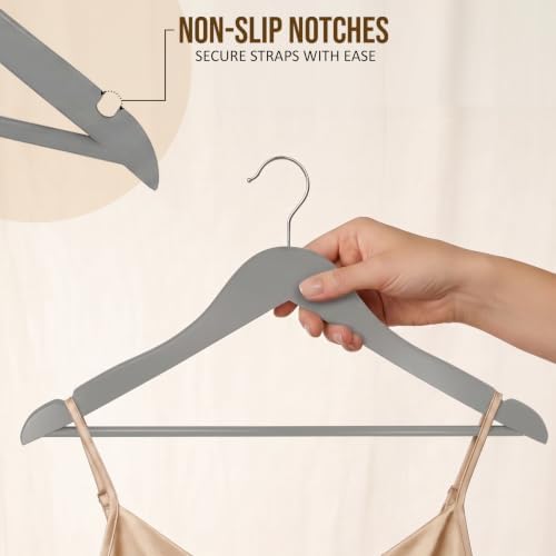 Utopia Home Wooden Hangers 30 Pack – Slim Suit Hangers Grey - Image 3