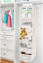 mDesign Fabric Hanging Organizer - Over Closet Rod Storage - 7 Shelves/3 Removable Drawers for Baby Nursery Bedroom Organization, Hold Clothes, Linens, Toys, Accessories, Jane Collection, Cream/White - Image 2