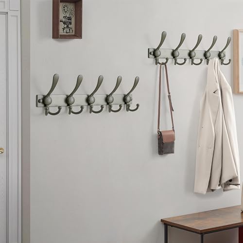 Dseap Coat Rack Wall Mount, Heavy Duty 12-Gauge Base vs Flimsy 1mm, Double-Thick Solid Anti-Snap Hooks, 16” Stud-Mount, Stainless Steel Hanger for Clothes Hat Entryway Closet, Grey, Pack of 2 - Image 7