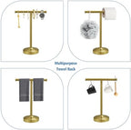 RUMOSE Brushed Gold Hand Towel Holder Stand Countertop Towel Rack - Image 3