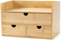 Bamboo Desk Organizer with Drawers, 3-Drawer Desktop Storage Box by Wisuce