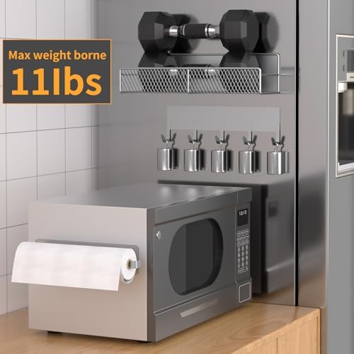 Magnetic Spice Rack for Refrigerator, 7 Pack 100% Metal Strong Magnet Shelves, Kitchen Spice Organizer W/ Hook Rack, Paper Towel Holder, Utensils Caddy, Home Laundry Room Storage Organization (Grey) - Image 4