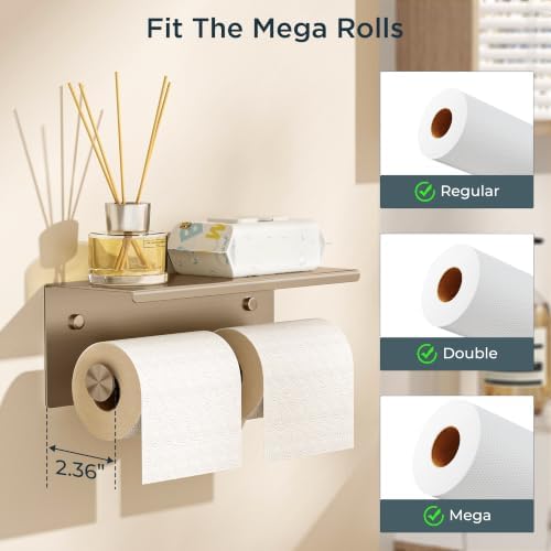 FORIOUS Toilet Paper Holder with Shelf, Commercial Toilet Paper Dispensers - Image 3