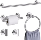 Brushed Nickel Bathroom Hardware Accessories Set, 5 Pieces Round Towel Bar Set Toilet Paper Holder Towel Rail Set for Bathroom Stainless Steel Wall Mounted Bathroom Set,23.6 in by SOAEZ