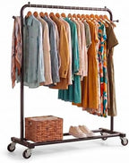 Sywhitta Metal Clothing Rack on Wheels with Bottom Shelf, for Clothes,Black by haseverythingyouneed