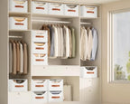 Homsorout Stackable Storage Drawers - Collapsible Storage Bins with Drawers, 6 Pack Closet Shelf Organizer Basket, Fabric Pull Out Organizer for Bedroom, Living Room, Dorm, White - Image 2