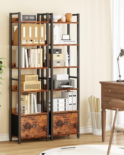 Furologee 6 Tier Bookshelf Set of 2,Industrial Bookshelves and Bookcases - Image 6