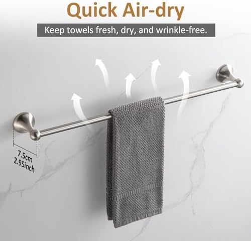 BGL Bathroom Accessories Set, Glossy Stain Nickel Expandable Towel Bar 4-Piece Bathroom Accessory Set Wall Mounted Towel Ring Robe Hook Toilet Paper Holder Towel Holder - Image 3