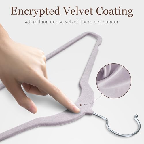 Velvet Hangers 200 Pack, 17.5" Non-Slip Clothes Hangers, Purple - Image 3