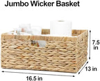 Jumbo Wicker Basket, Rectangular Wicker Basket for Storage, 16.5 x 13 x 7.5 - Image 2