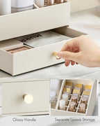 VLANDO 2-Layer Makeup Organizer with Drawers for Vanity,Beige - Image 5