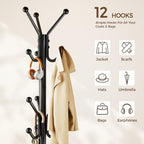 HYSEYY Coat Rack Freestanding,Metal Coat Tree for Entryway with 12 Hooks - Image 2