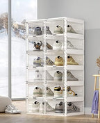 ANTBOX Foldable Shoe Rack,Shoe Organizers for Closet Plastic Shoe Storage Box Space Saving for Entryway, Large Sturdy Stackable Sneaker Cabinet Bins with Magnetic Clear Door 6 Tiers 12 Pairs - Image 5