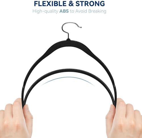 Premium Velvet Hangers 60 Pack, Non Slip Clothes Felt Hanger Heavy Duty for Coat, Premium Slim Space Saving Suit Hangers for Closet Organizer, 360° Rotating Silver Hook - Image 7