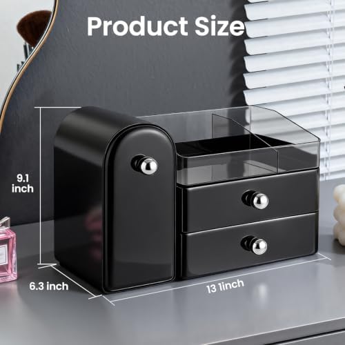 Makeup Organizer Countertop with Makeup Brush Holder,Black - Image 2