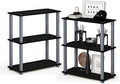 Furinno TURN-S-TUBE Storage Shelves Set of 2, 3-Tier Book Shelf, Corner Shelf, Toolless Open Shelves, Square Tubes, for Organization and Storage, Living Room, Garage, Home Office, Black by Furinno-FitsYourSpaceFitsYourBudget