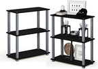 Furinno TURN-S-TUBE Storage Shelves Set of 2, 3-Tier Book Shelf, Corner Shelf, Toolless Open Shelves, Square Tubes, for Organization and Storage, Living Room, Garage, Home Office, Black by Furinno-FitsYourSpaceFitsYourBudget